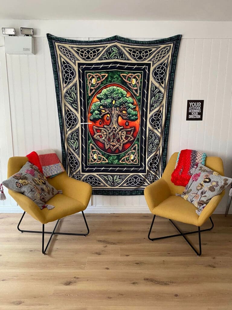 Relax in waiting area at Silver Birch Holistic Centre winter 2024